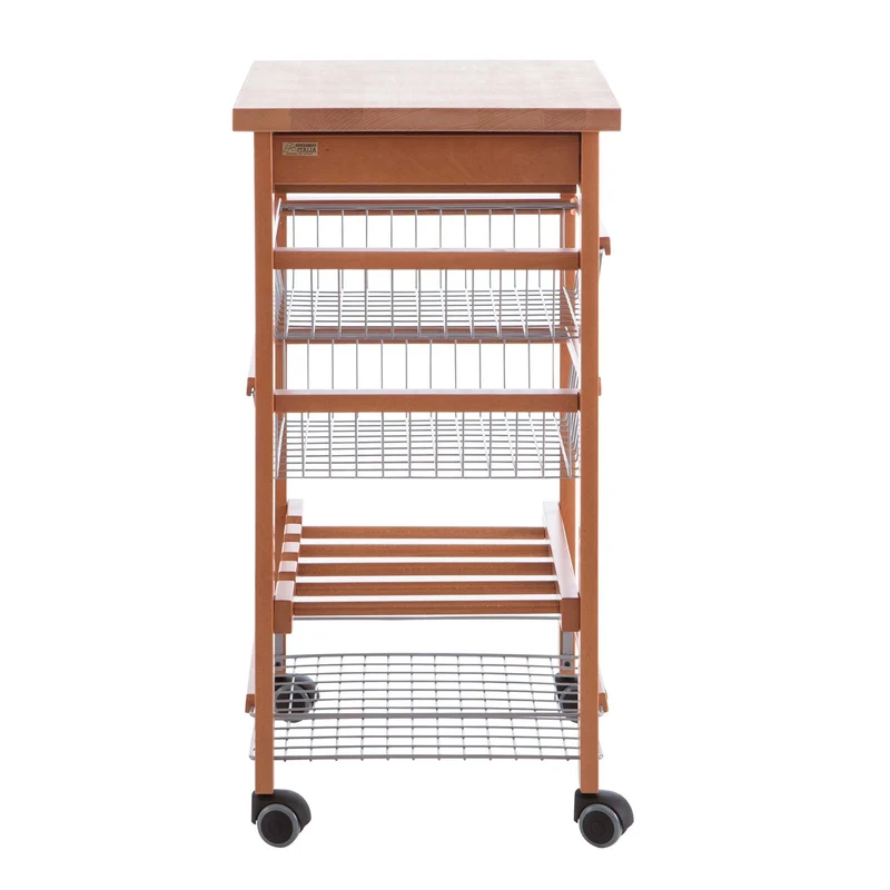 ARIT - Chariot de cuisine ARTURO, Desserte Cuisine, Desserte a Roulette, Desserte Bois - Couleur Ciliegio