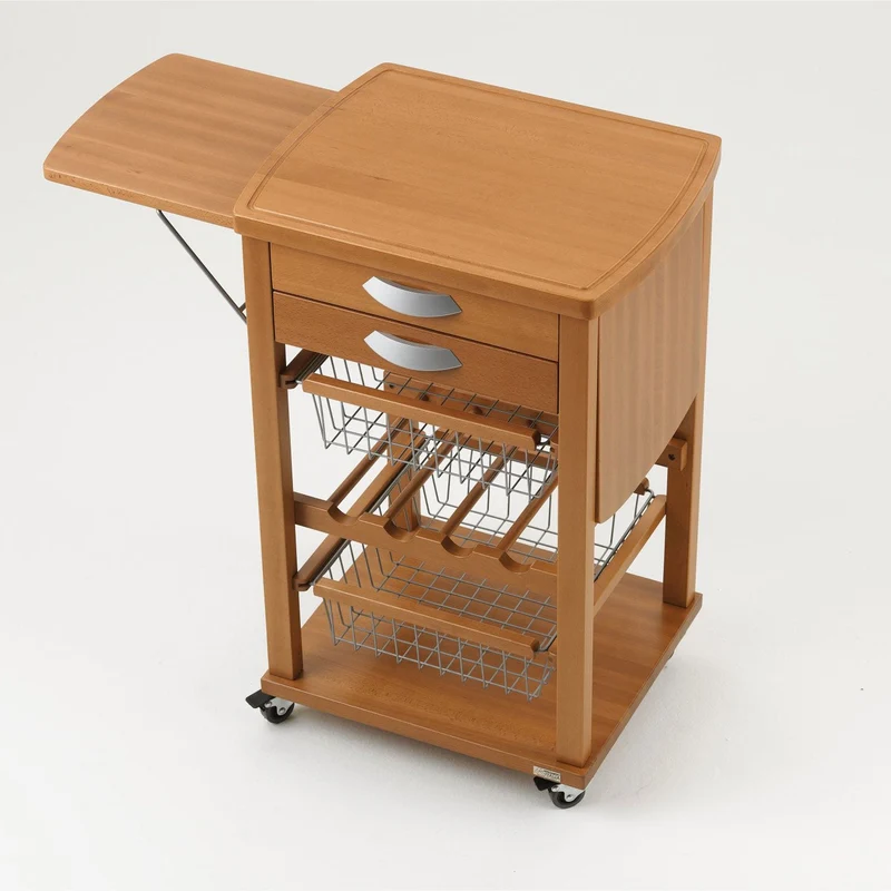 ARIT - Chariot de cuisine SANTIAGO, Desserte Cuisine, Desserte a Roulette, Desserte Bois - Couleur cerisier