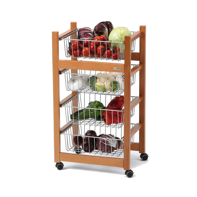 ARIT - Chariot de cuisine GINGER, Desserte Cuisine, Desserte a Roulette, Desserte Bois -Couleur ciliegio