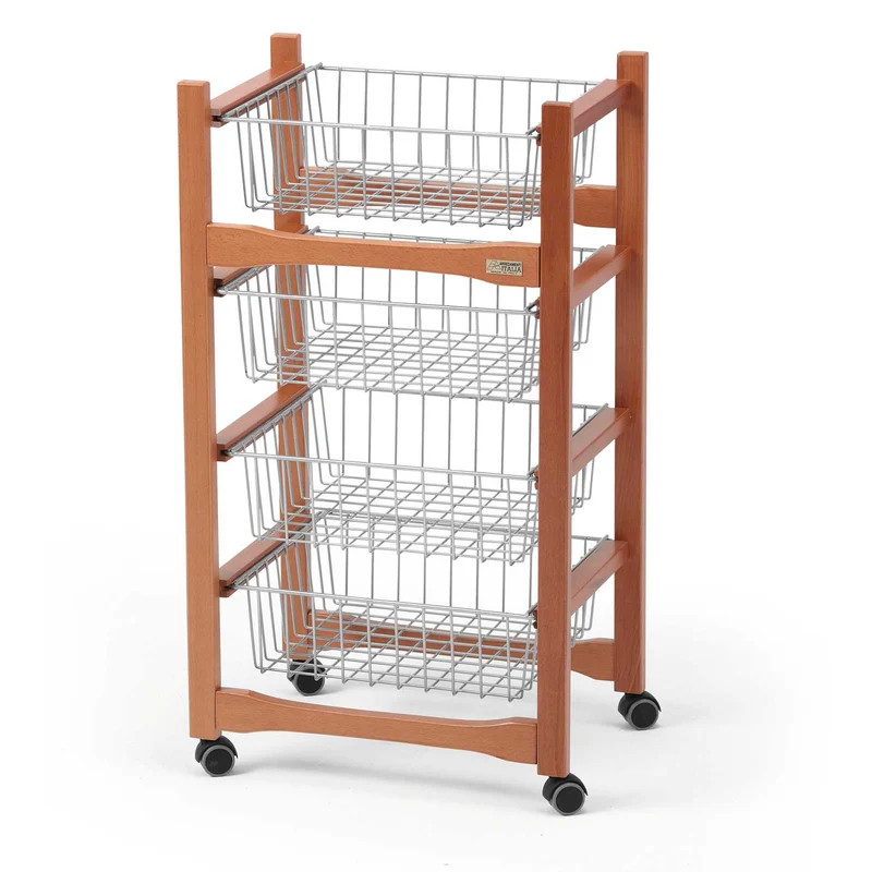 ARIT - Chariot de cuisine GINGER, Desserte Cuisine, Desserte a Roulette, Desserte Bois -Couleur ciliegio