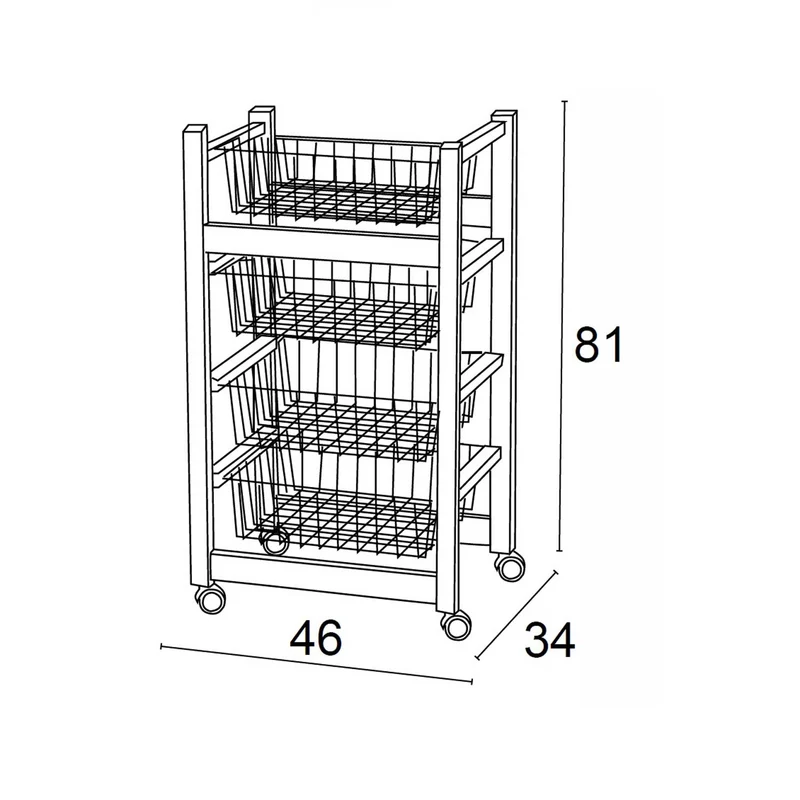 ARIT - Chariot de cuisine GINGER, Desserte Cuisine, Desserte a Roulette, Desserte Bois -Couleur ciliegio