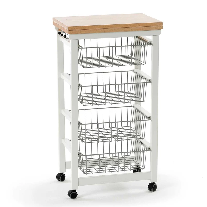 ARIT - Chariot de cuisine GASTONCINO, Desserte Cuisine, Desserte a Roulette, Desserte Bois(da 48 a 96 cm) - Couleur laccato bianco