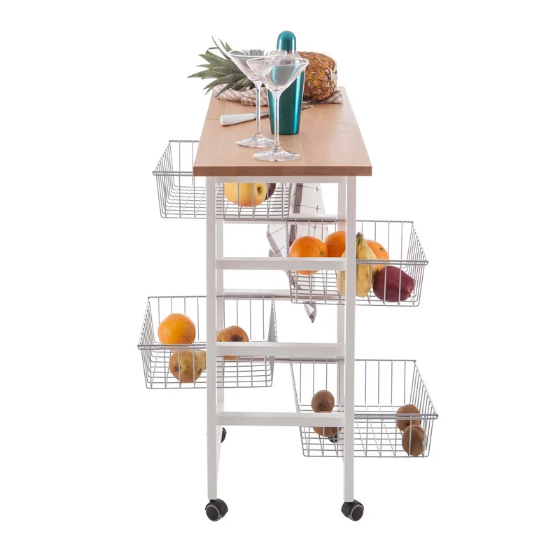 ARIT - Chariot de cuisine GASTONCINO, Desserte Cuisine, Desserte a Roulette, Desserte Bois(da 48 a 96 cm) - Couleur laccato bianco