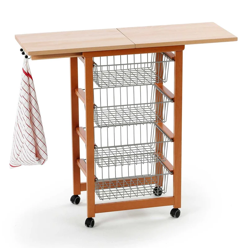 ARIT - Chariot de cuisine GASTONCINO, Desserte Cuisine, Desserte a Roulette, Desserte Bois(da 48 a 96 cm) - Couleur ciliegio