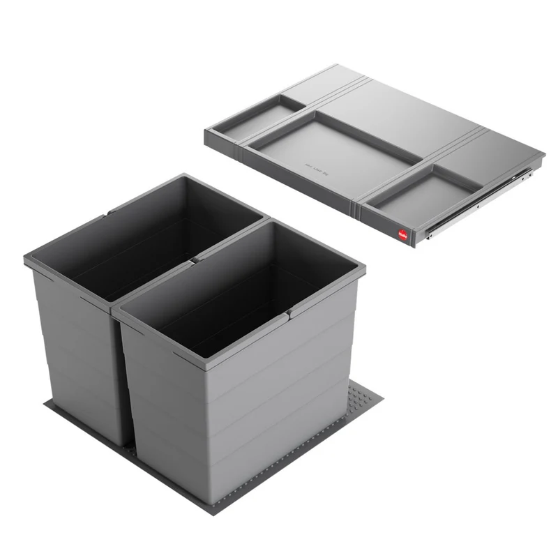 Collecteur composé de 2 seaux avec couvercle : 2x28L -pour tiroir de 500mm de profondeur - H.400mm