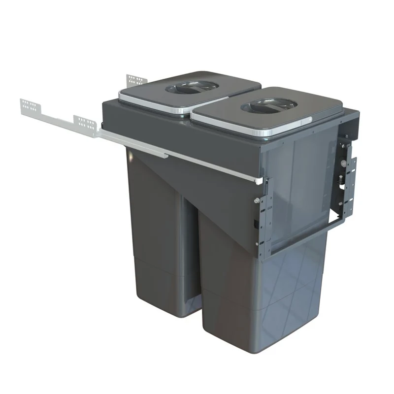 Poubelle 2 bacs 52 L pour meuble de 400 mm, sortie SOFT