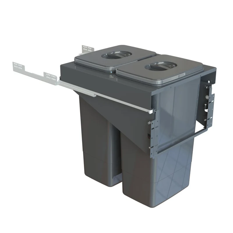 Poubelle coulissante 2 seaux 52 L pour meuble de 450 mm
