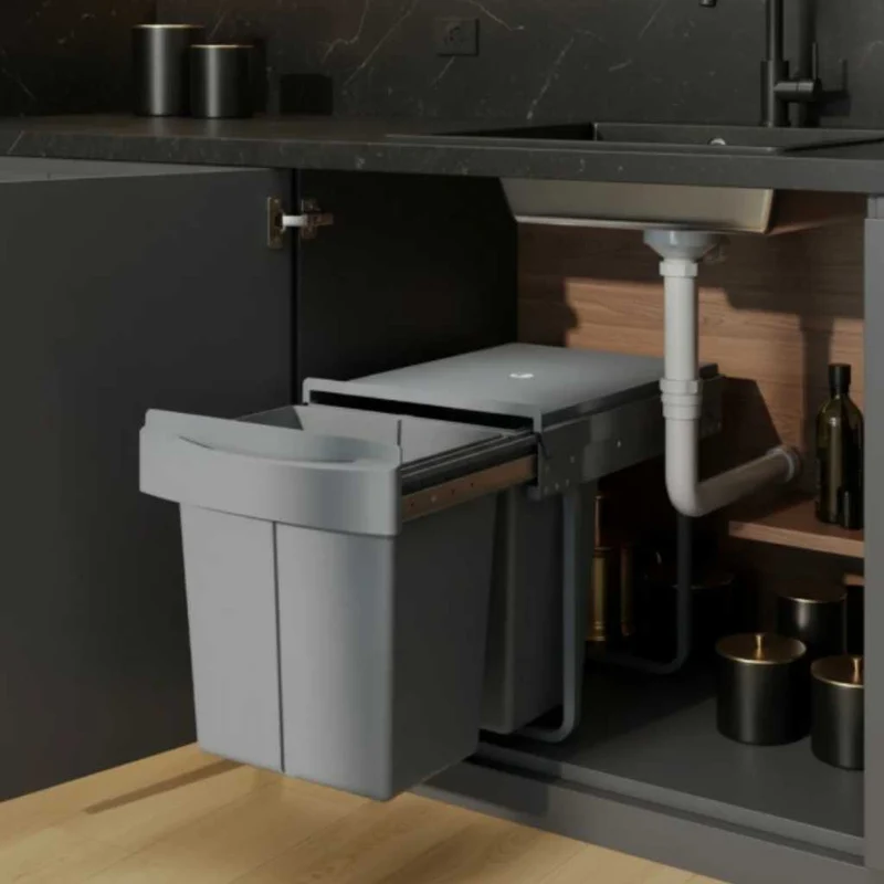 POUBELLE SOUS ÉVIER COULISSANTE | SlideBin Duo 40L™
