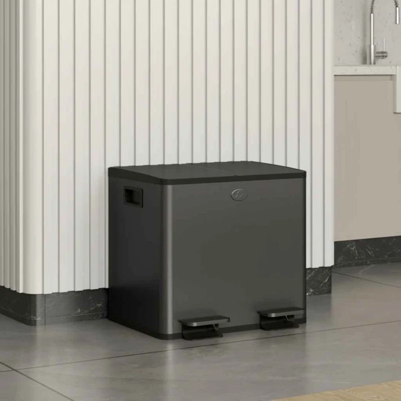 Poubelle tri sélectif 2 bacs | EcoBlack™ Duo30L