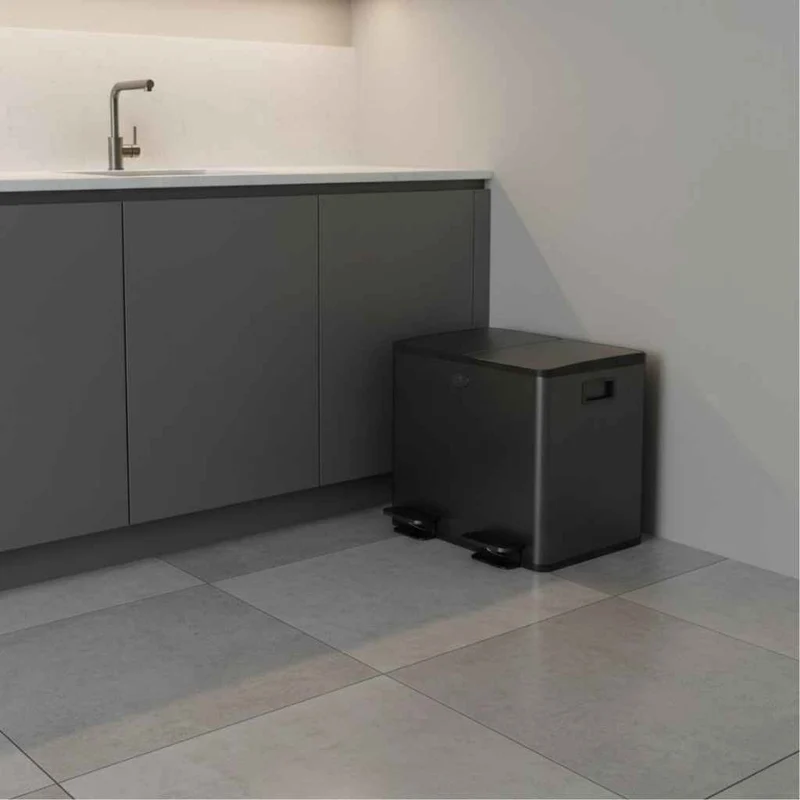 Poubelle tri sélectif 2 bacs | EcoBlack™ Duo30L