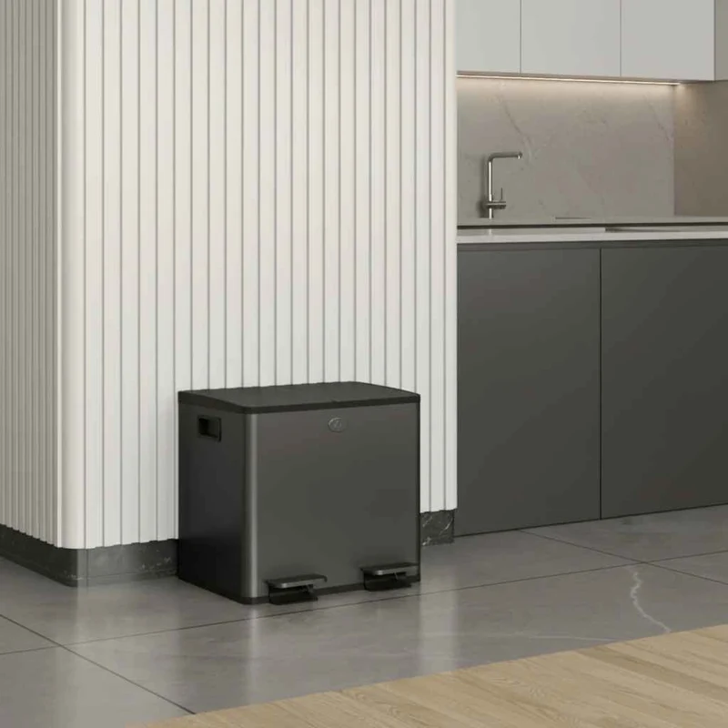 Poubelle tri sélectif 2 bacs | EcoBlack™ Duo30L