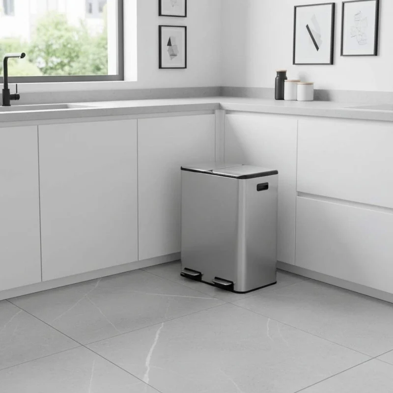 POUBELLE DOUBLE COMPARTIMENT 2X30L | Inoxa DuoClean 60L™