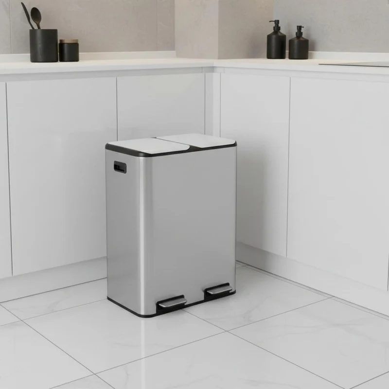 POUBELLE DOUBLE COMPARTIMENT 2X30L | Inoxa DuoClean 60L™