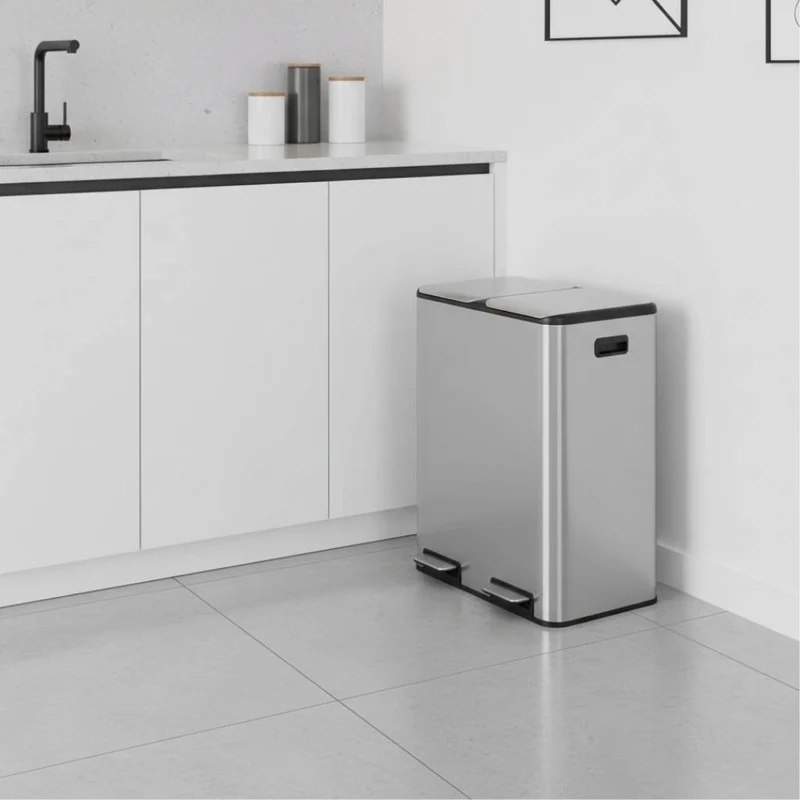 POUBELLE DOUBLE COMPARTIMENT 2X30L | Inoxa DuoClean 60L™
