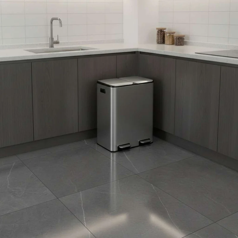 POUBELLE DOUBLE COMPARTIMENT 2X30L | Inoxa DuoClean 60L™