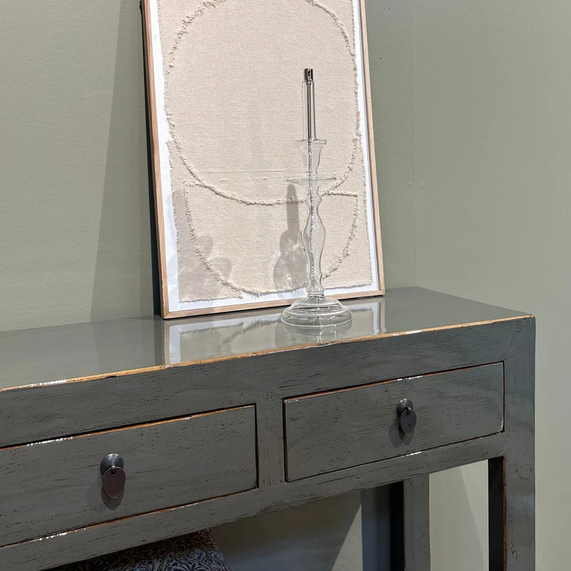 Console 3T avec étagère Gris Foncé