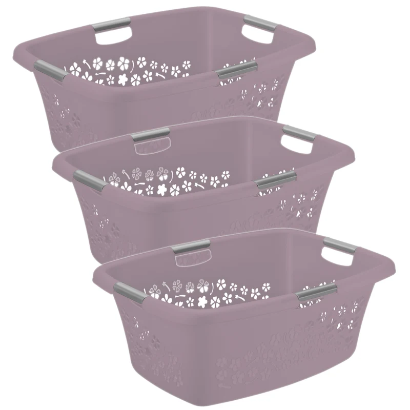 3er Set Wäschekorb 50 l FLOWERS