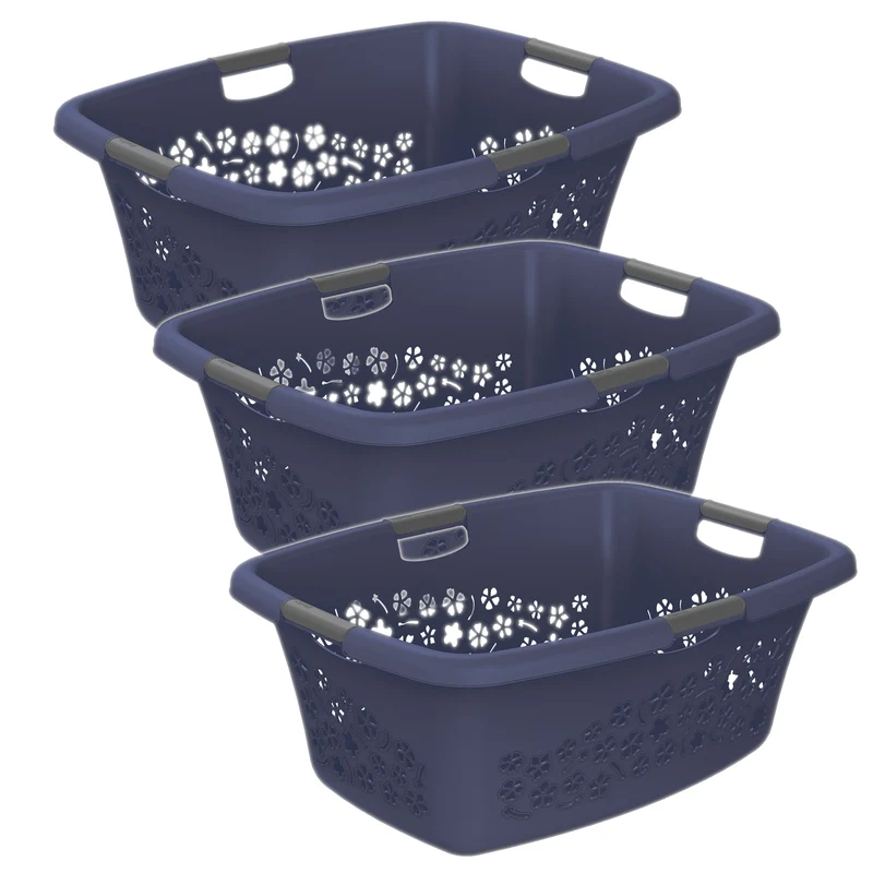 3er Set Wäschekorb 50 l FLOWERS