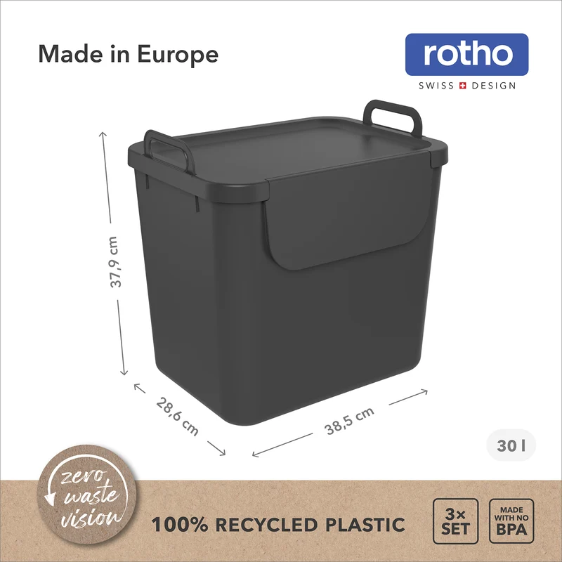 3er Set Recycling Müllsystem 30 L JIVE
