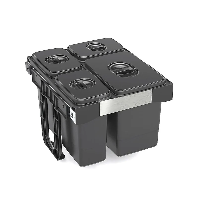 Poubelle sous évier pour 450mm-15L+3x7L-Finition Gris orion