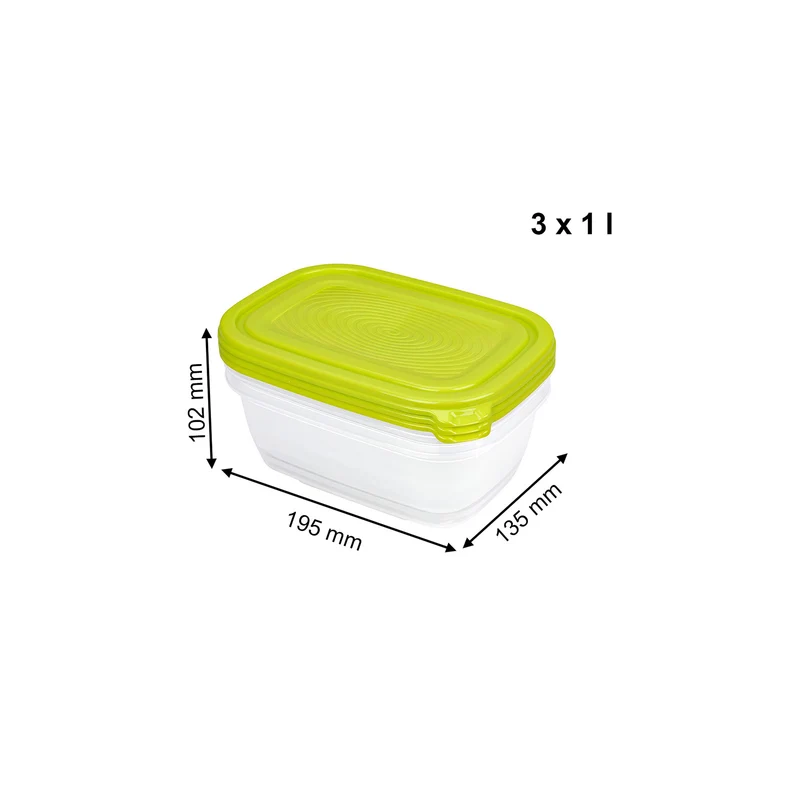 3er Set Kühlschrankdose 1 l SUNSHINE