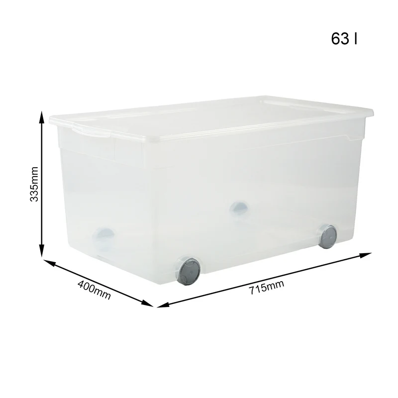 Box mit Rollen 63 l CLEAR