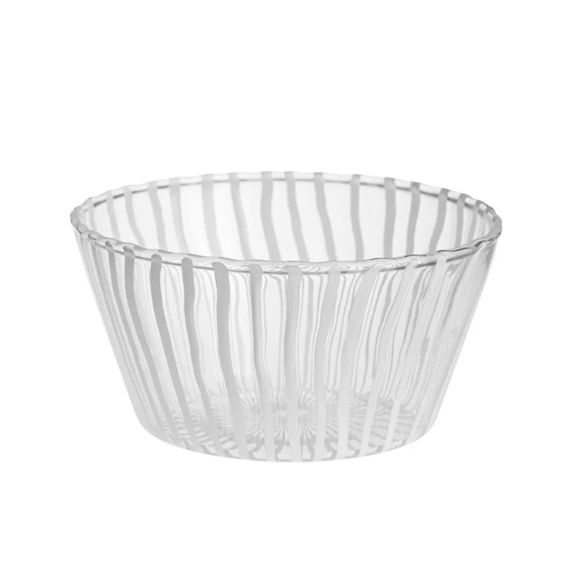 Bol Conique Rayé Transparent Blanc