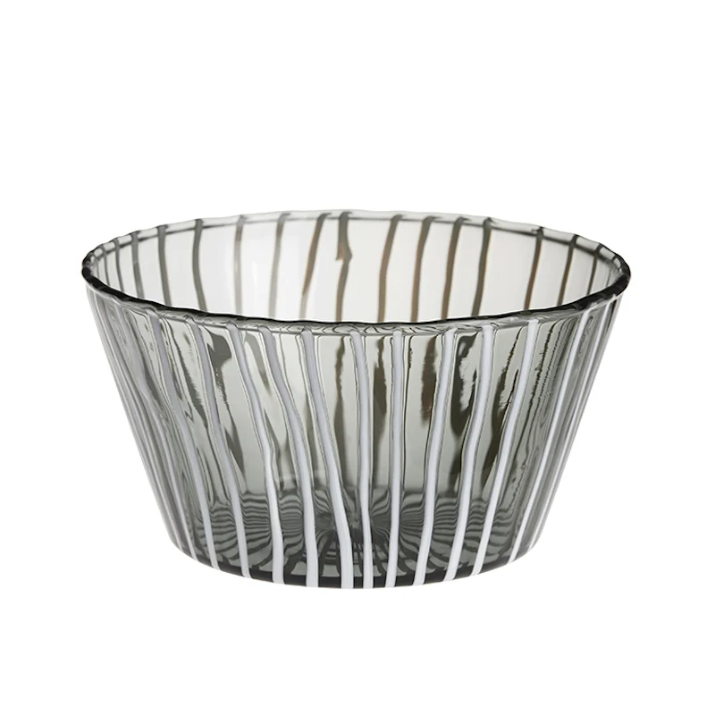 Bol Conique Rayé Verre Smoke Blanc